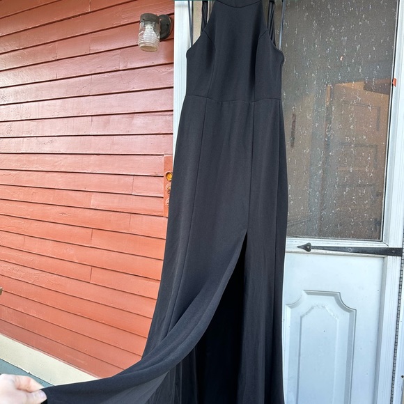 BHLDN - Lennox Halter Crepe Gown-  OPEN-BACK SIDE-SLIT STRETCH - NWT - 8 - Picture 7 of 9